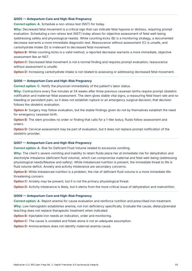 Vol. 2: a page of answers and rationales