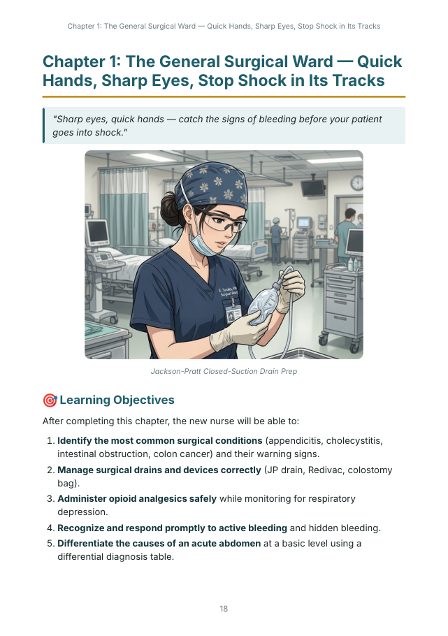 Sample page from the general surgical ward chapter